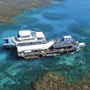 Sunlover Reef Cruises Boat and Pontoon Aerial View